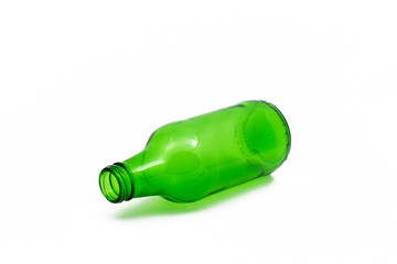 empty green bottle isolated