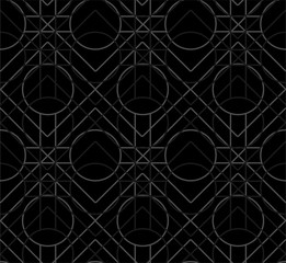 Black and grey abstract geometric pattern with lines, A seamless vector background. Design for fashion,fabric,web,wallpaper,wrapping,and all prints