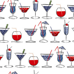 Hand drawn summer cocktail seamless pattern vector EPS10 design for fashion,fabric,web,wrapping,wallpaper and all prints