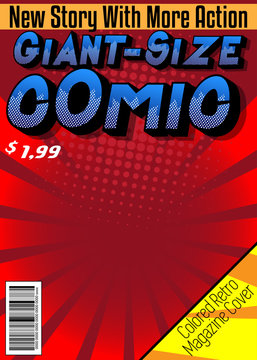 Editable comic book cover with simple explosion background. Vector illustration.