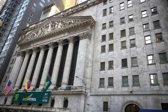 New York, USA – August 24, 2018: Wall Street, New York Stock Exchange in down Manhattan. World's largest stock exchange by market capitalization in New York, USA