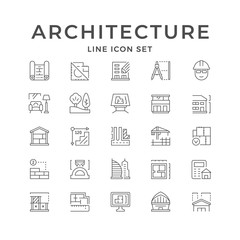Obraz na płótnie Canvas Set line icons of architecture