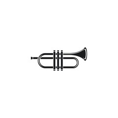 Naklejka premium Trumpet logo instrumental vector icon