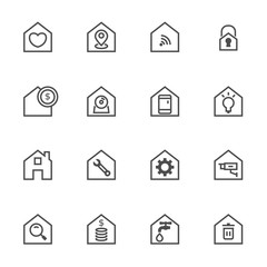 home setting control interface simple thin line icons