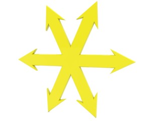 Yellow colored arrows in different directions