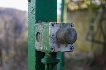 Old emergency stop botton at an old cable car