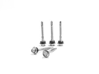 Screw nut isolated Is a type used for metal or metal roof cheeseon a white background.