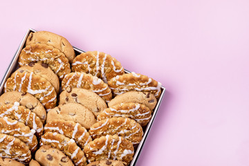 Variety of Tasty Homemade Cookies Box of Pastry Cookies Dessert Horizontal Copy Space