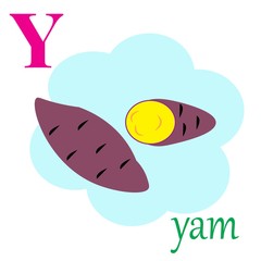 Y is for yam illustration alphabet 
