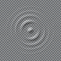 Splash ripple waves water surface. Drop falling on milk. Circles waves on a transparent background. 