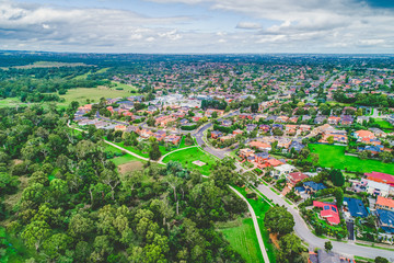 Scenic view of typical suburb of Greater Melbourne in Australia
