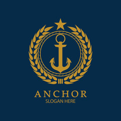 Anchor Logo Design Vector. Symbol of maritime icon or ocean business