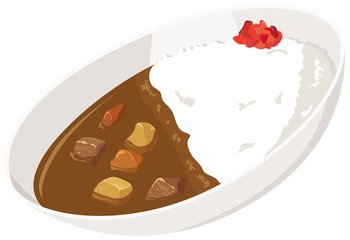 Curry and rice : vector illustration