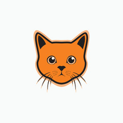 Fototapeta premium cute orange cat face - simple funny cat logo