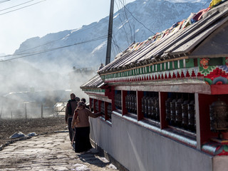 Prayer wheels seen during the Annapurna Trek, Manang Nepal