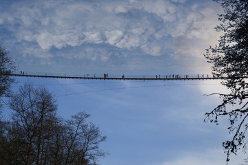 Suspension bridge. Pedestrian suspension bridge.