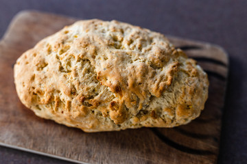 homemade damper soda bread on cutting board