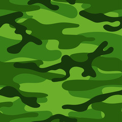 Military camouflage seamless pattern. Khaki texture. Trendy background. Abstract color vector illustration. For design wallpaper, fabric, wrapping paper.