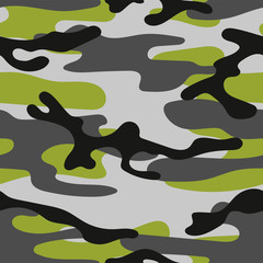 Military camouflage seamless pattern. Khaki texture. Trendy background. Abstract color vector illustration. For design wallpaper, fabric, wrapping paper.