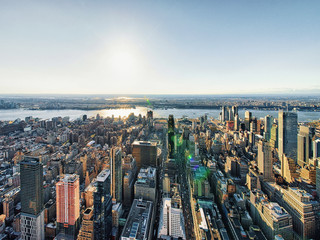 Aerial view to Midtown district of New York City