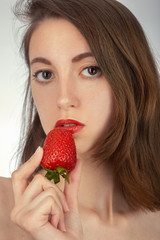 girl with strawberry