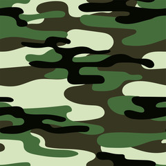 Military camouflage seamless pattern. Khaki texture. Trendy background. Abstract color vector illustration. For design wallpaper, fabric, wrapping paper.