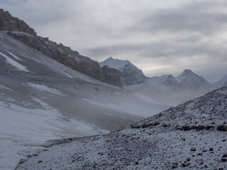 View of the pass Thorang La of the Annapurna Trek, Nepal