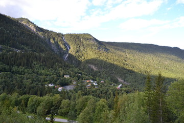 Rjukan valley as seen from Vemork power plant in Norway.