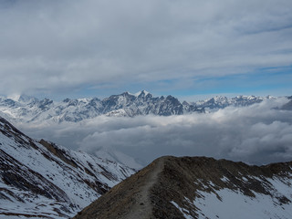 View of the pass Thorang La of the Annapurna Trek, Nepal