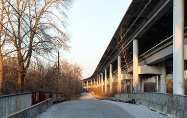 Fototapeta na wymiar Reinforced concrete bridge bottom view