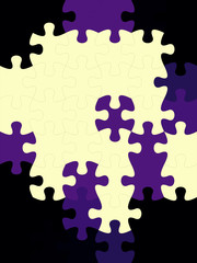 Connected blank puzzle pieces in two different colors