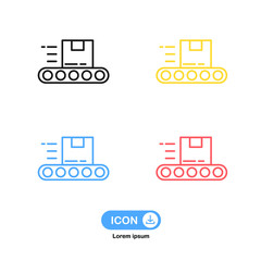 Conveyor icon vector four color isolated on white background.