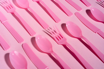 knife fork spoon plastic ecology pink blue