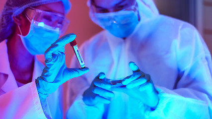 The scientist doctor created a vaccine against the coronavirus.Coronavirus 2019-nCoV Blood Sample....