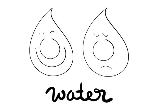 Two Water Droplets, A Happy One And A Sad One