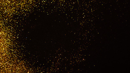 Abstract holiday background, gold Stardust on black.