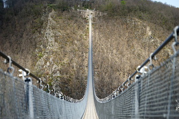  Suspension bridge. Pedestrian suspension bridge.