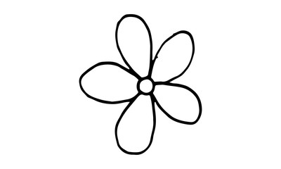 set of simple summer flowers drawings. abstract flower illustration. hand drawn vector art. black white illustration