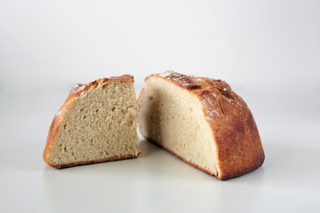 Slices of a homemade loaf of white bread