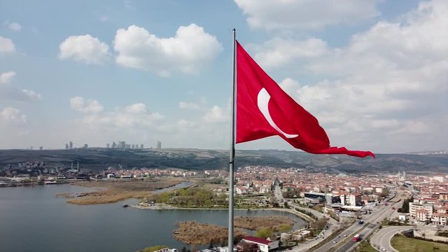
Mogan Lake, G&ouml;lbaşı / Ankara, Turkey views with the Turkish flag