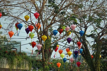 colorful lanterns in the streets of da nang