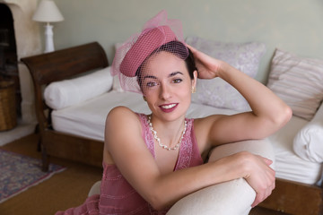 Smiling retro woman