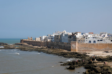 Fototapeta na wymiar Scenic view of city walls of Essaouira in Morocco.