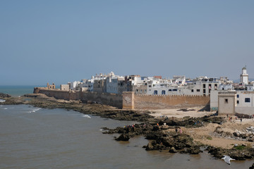 Fototapeta na wymiar Panoramic aerial view of Essaouira Ramparts in Essaouira, Morocco
