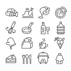 Set of food icon isolated. Modern outline on white background