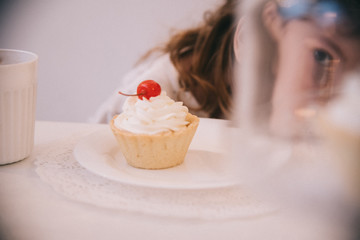 cake with red cherry