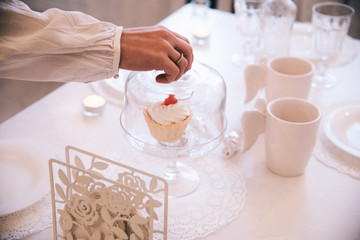 cake with red cherry