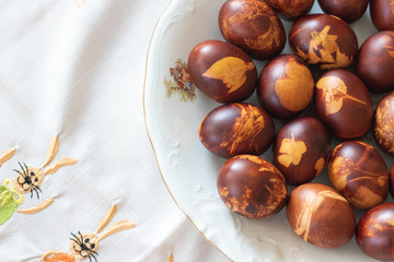 Easter eggs on plate