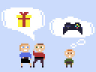 child and parents, the pixel pattern. What to give a child,