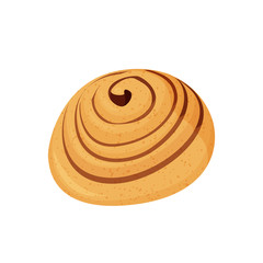 Tasty cinnamon bun vector illustration. Isolated on white background.